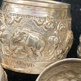 Sterling Silver Napkin Holder Rings with Elephant Relief, set of 8