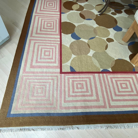 Stark Brown Pink and Red Geometric Rug 12'2" x 14'5"