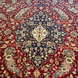 Red and Navy Blue Floral Persian Rug 8'3" x 11"