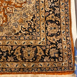 Caramel, Beige & Blue Silk Persian Rug 2'9" x 4'8"