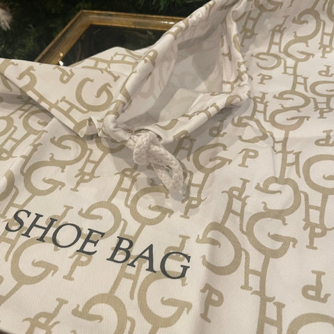 GP Shoe  Bags white with beige GPH initials