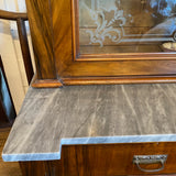 Beautiful Etched Glass Breakfront with Gray Marble Top