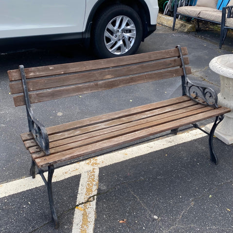 Wrought Iron and Wood Outdoor Park Style Bench