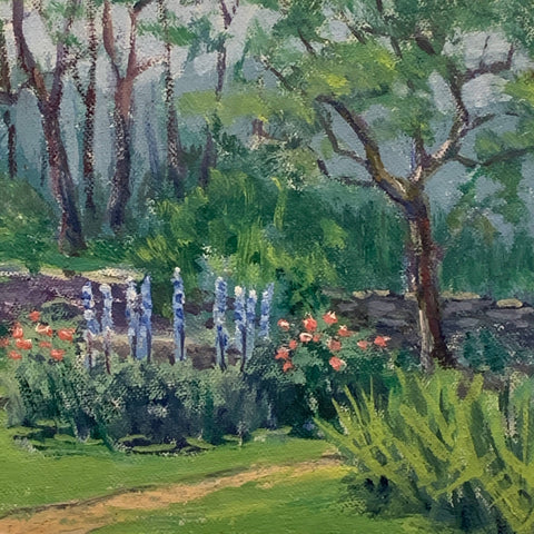 Oil on Canvas Garden Landscape by C.L.Nichols