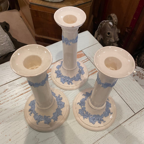 set of 3 Wedgewood candle holders