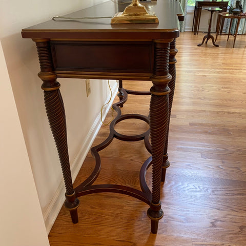 mohagany turned leg console table
