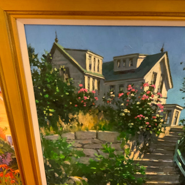 oil painting house with stairs Re Antiques