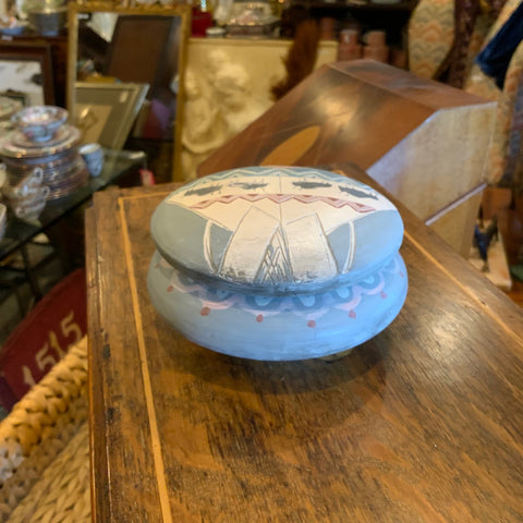 Native American pottery bowl and lid